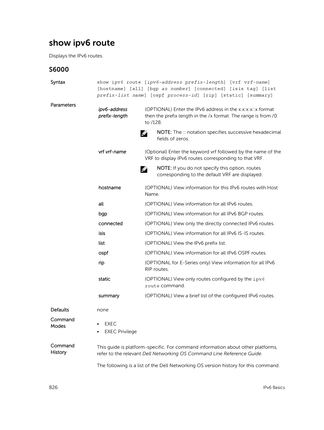 Dell 9.7(0.0) manual Show ipv6 route 