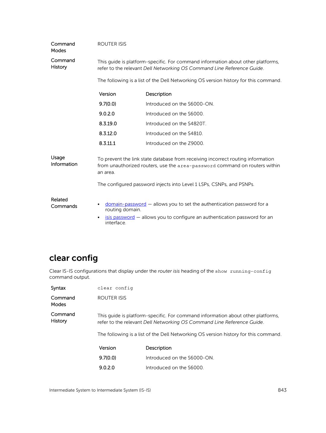 Dell 9.7(0.0) manual Clear config 