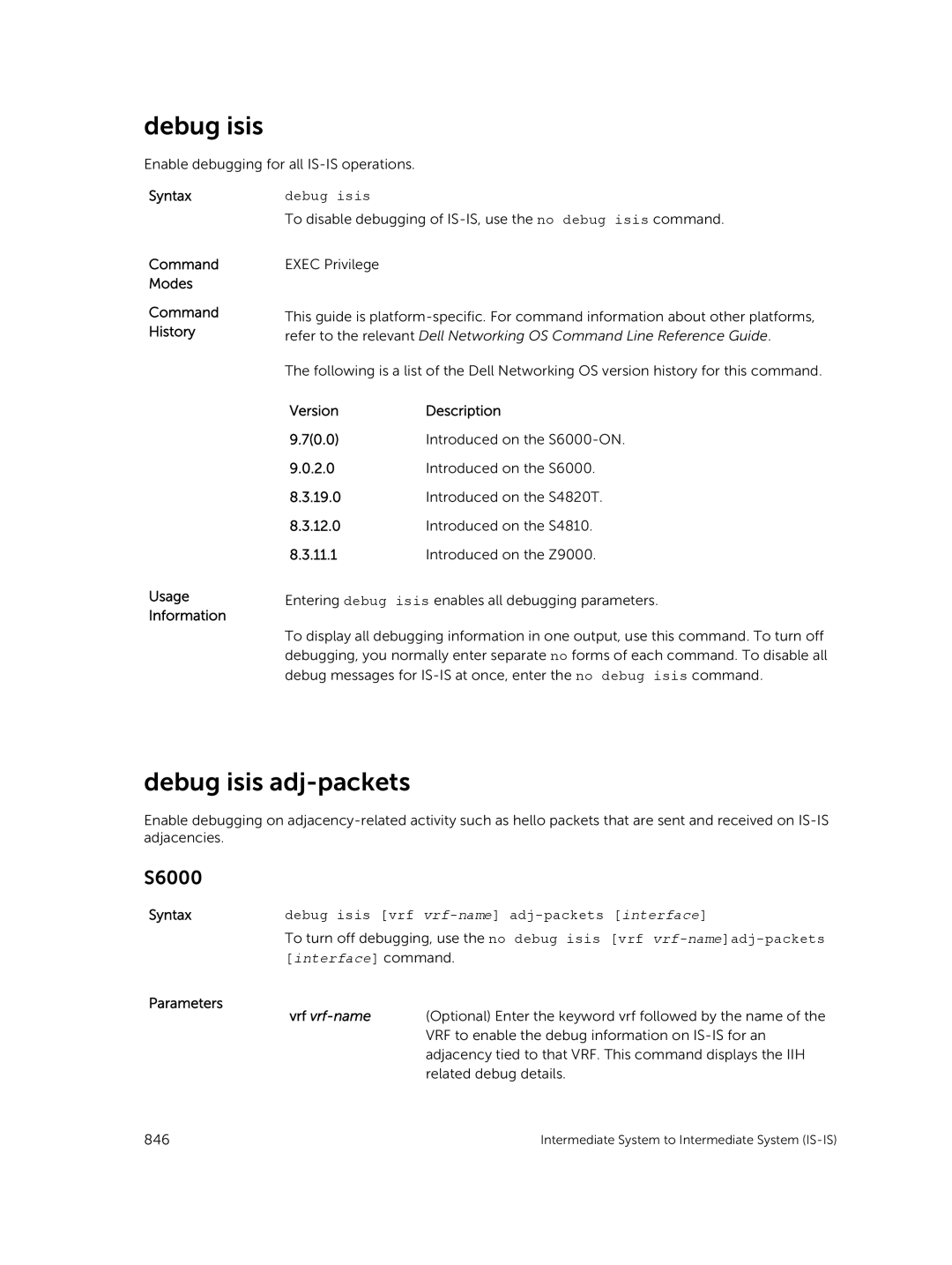 Dell 9.7(0.0) manual Debug isis adj-packets 