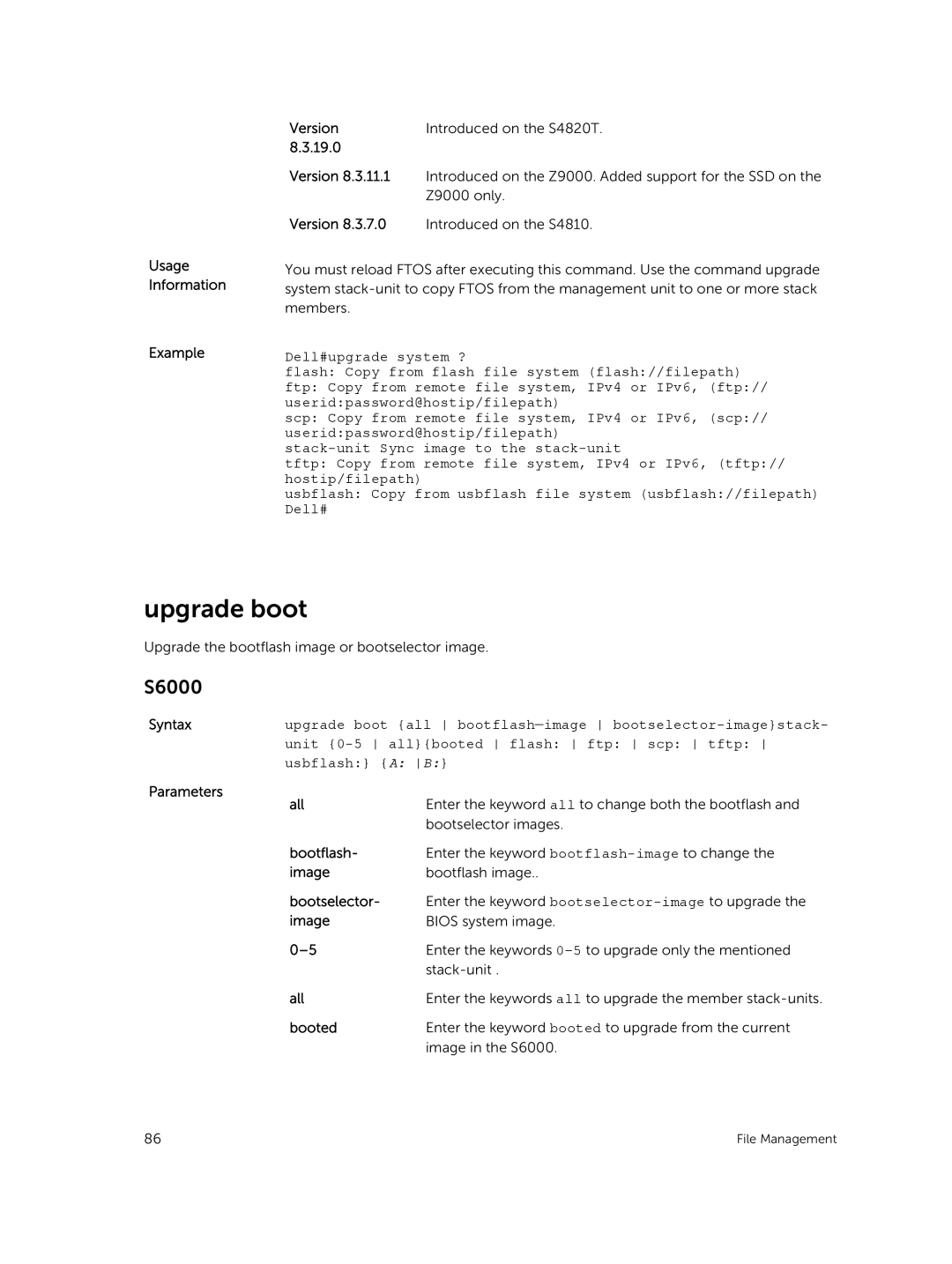 Dell 9.7(0.0) manual Upgrade boot, Bootflash, Image, Bootselector, Booted 