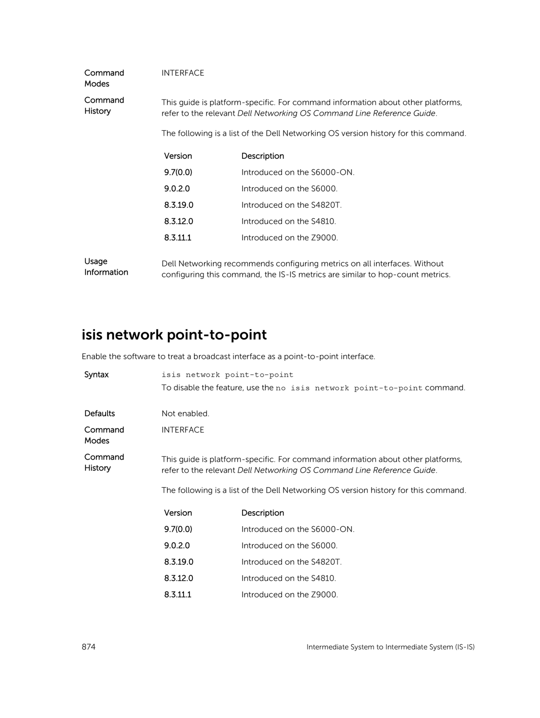 Dell 9.7(0.0) manual Isis network point-to-point 