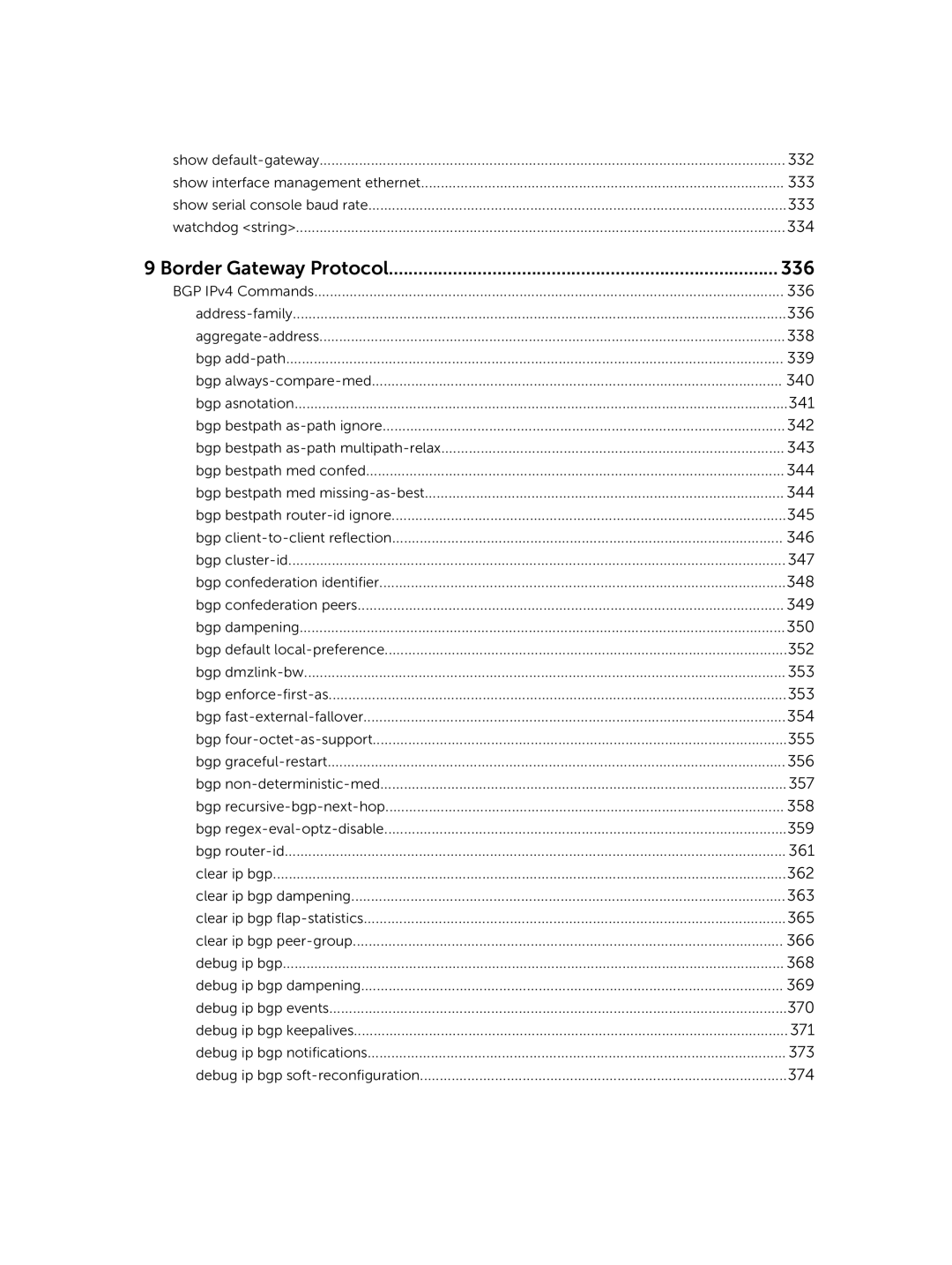 Dell 9.7(0.0) manual Border Gateway Protocol 336 