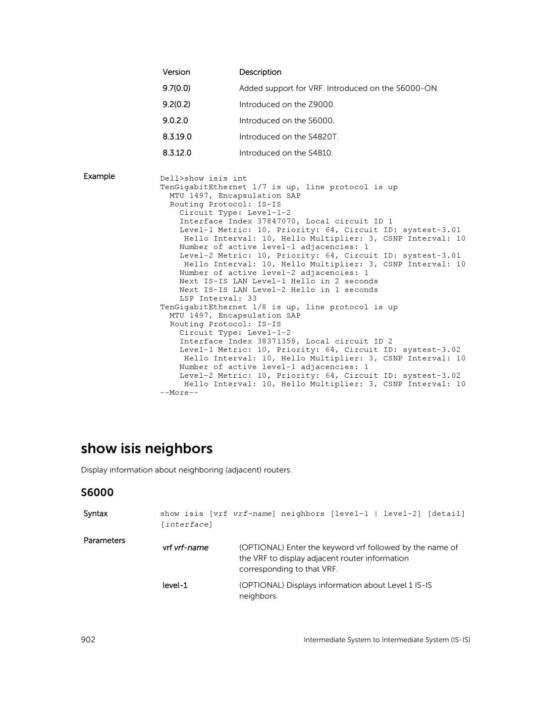 Dell 9.7(0.0) manual Show isis neighbors 