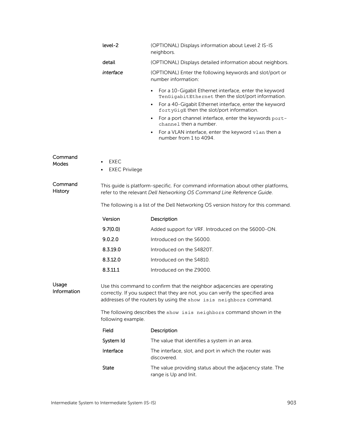 Dell 9.7(0.0) manual Command Modes Command History Usage Information Level-2, Detail 