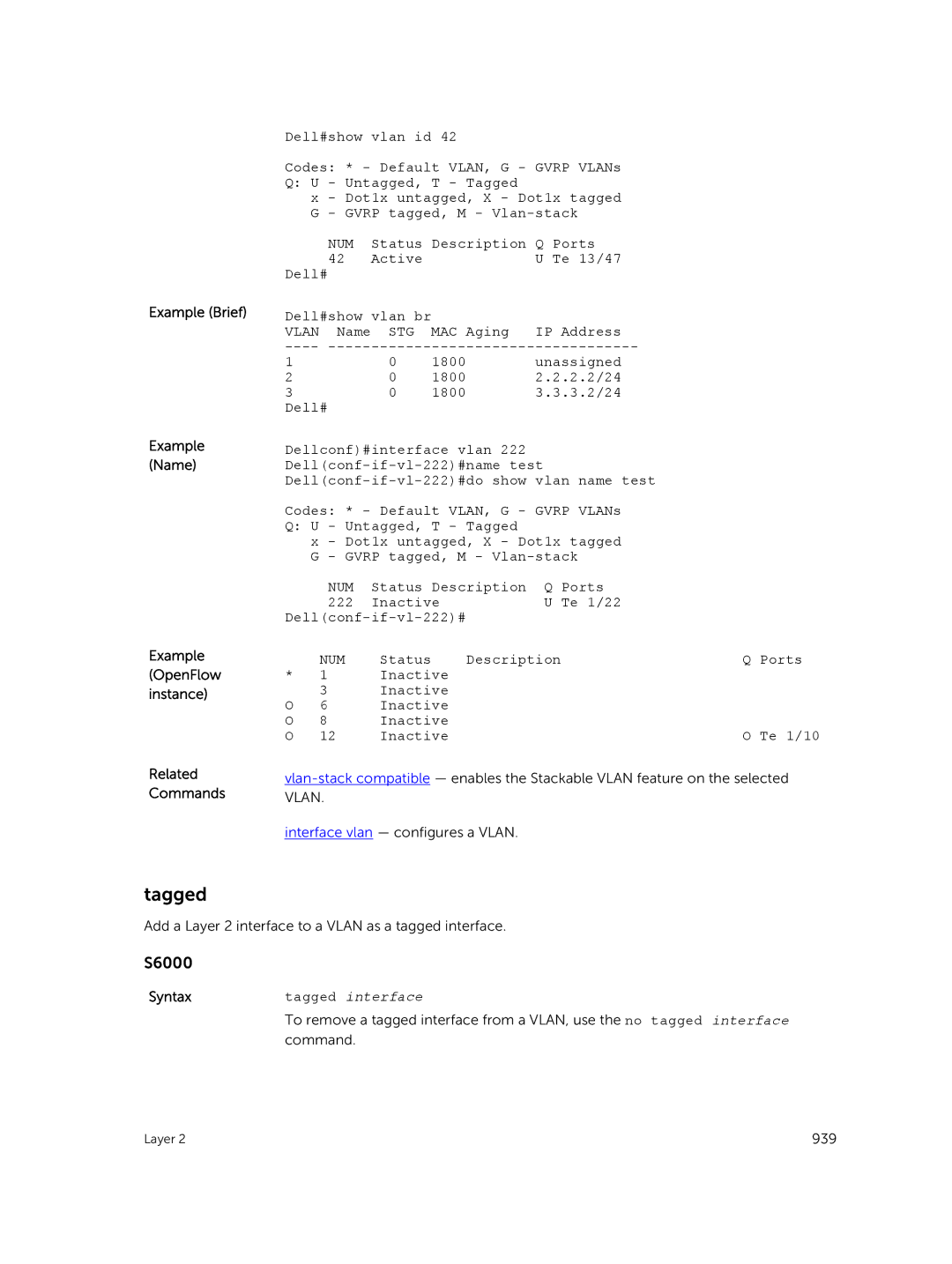 Dell 9.7(0.0) manual Tagged, Status Description Ports Inactive Te 1/10 