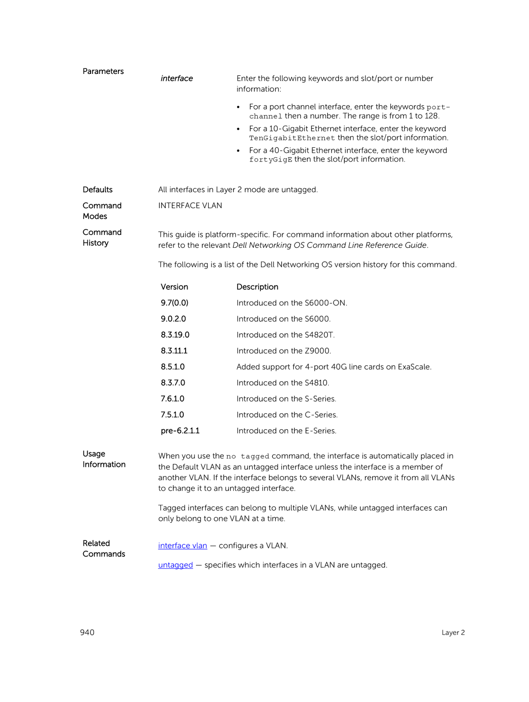 Dell 9.7(0.0) manual All interfaces in Layer 2 mode are untagged 