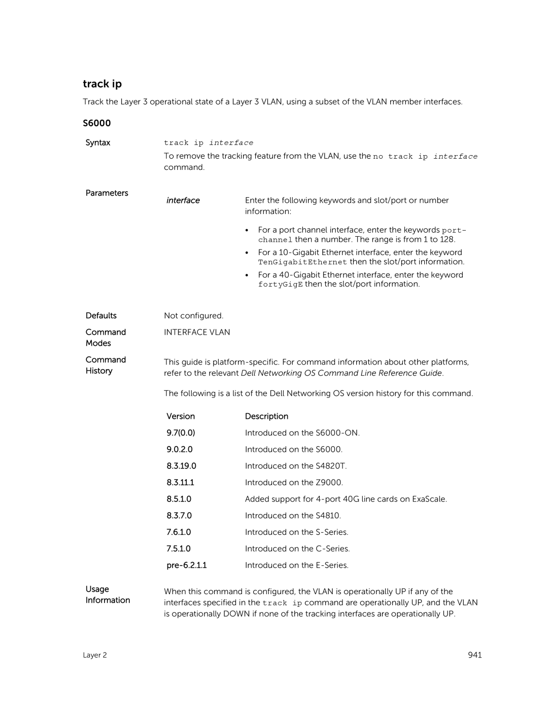 Dell 9.7(0.0) manual Track ip interface 