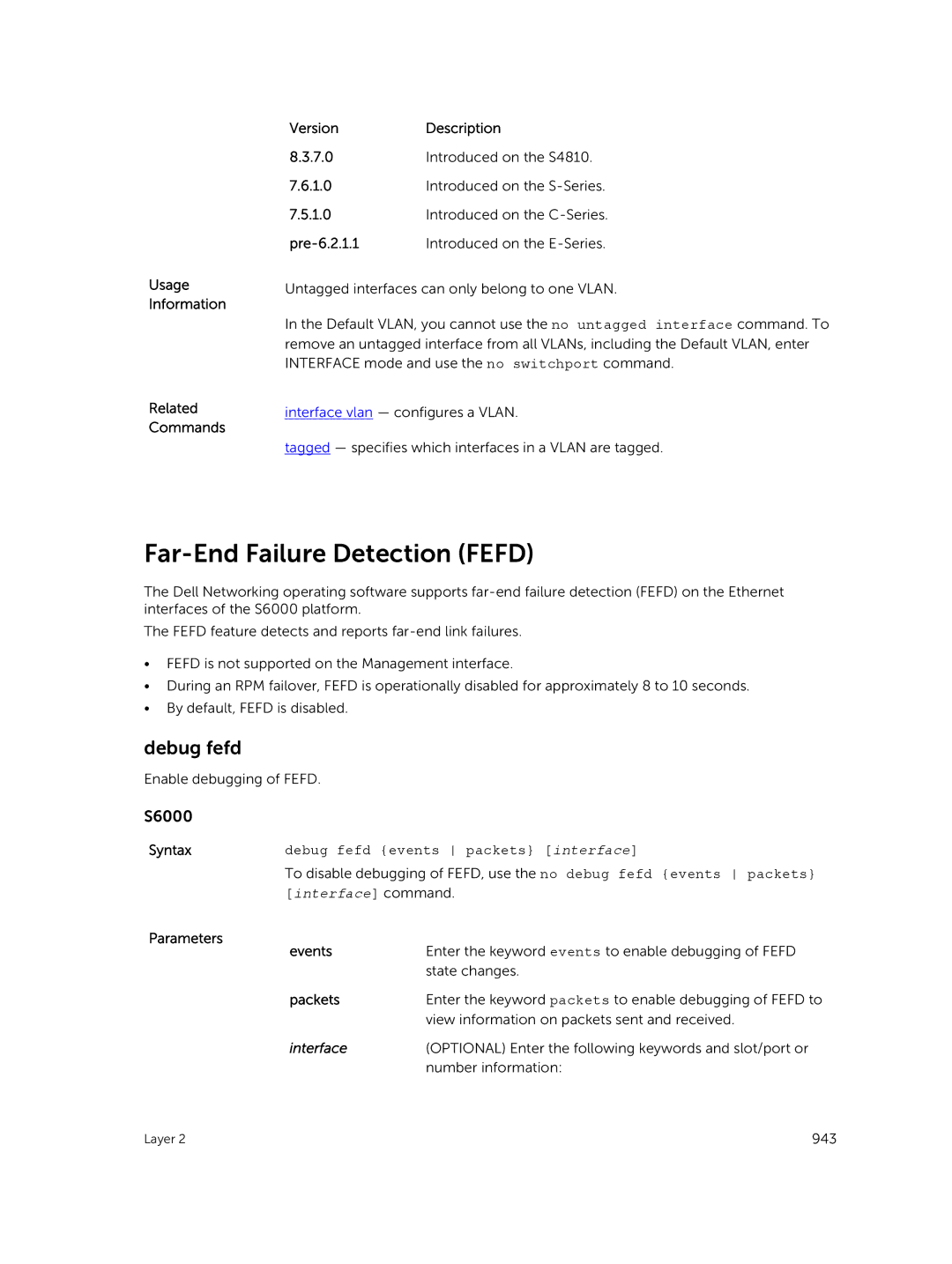 Dell 9.7(0.0) manual Far-End Failure Detection Fefd, Debug fefd events packets interface 