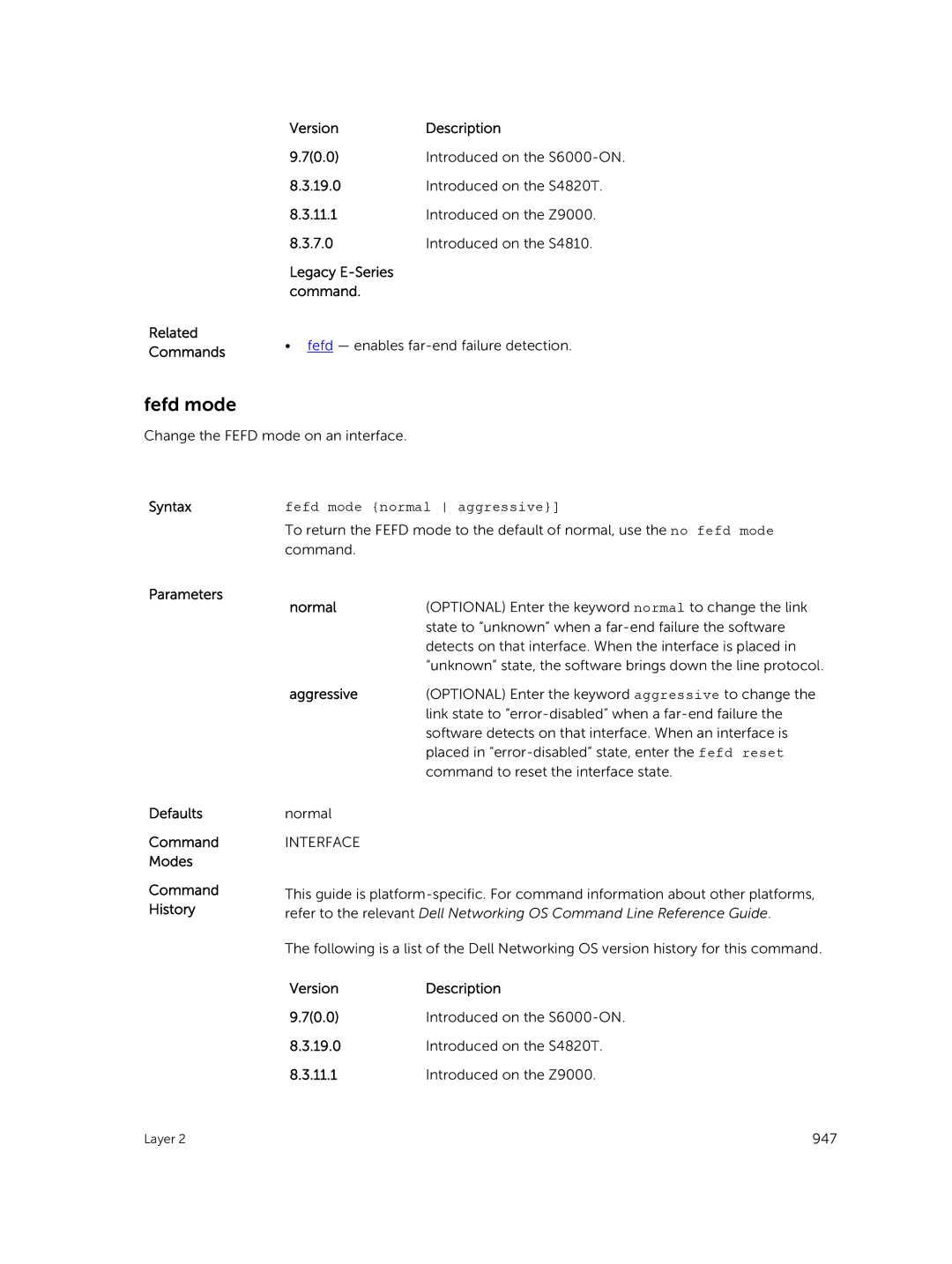 Dell 9.7(0.0) manual Fefd mode normal aggressive, Aggressive 