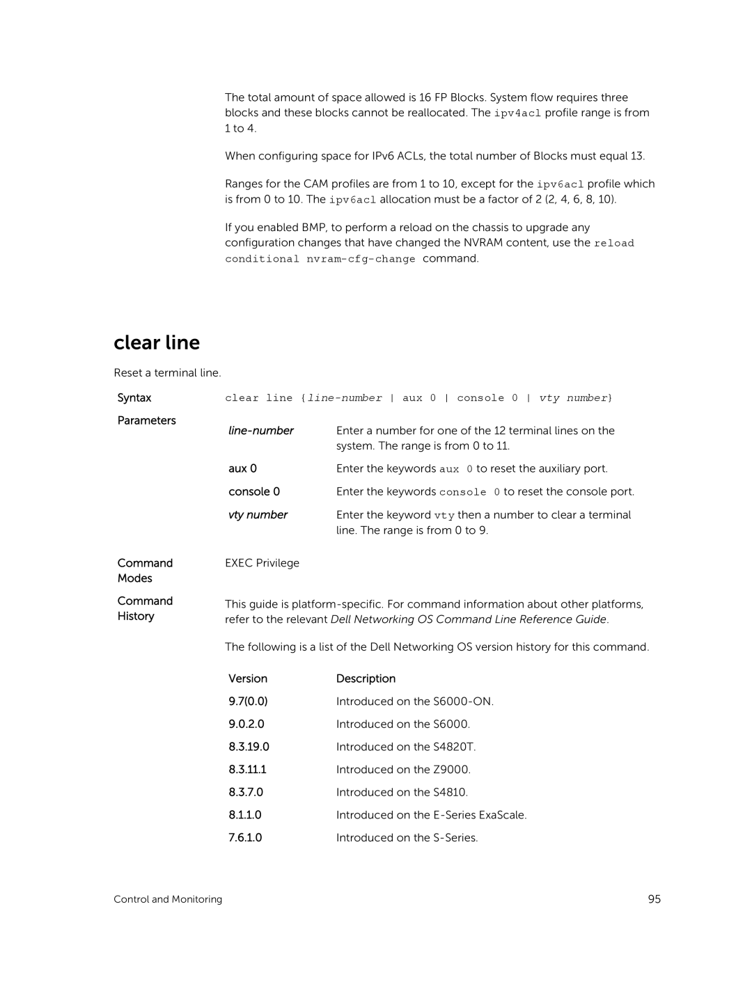 Dell 9.7(0.0) manual Clear line, Line-number, Aux, Console, Vty number 