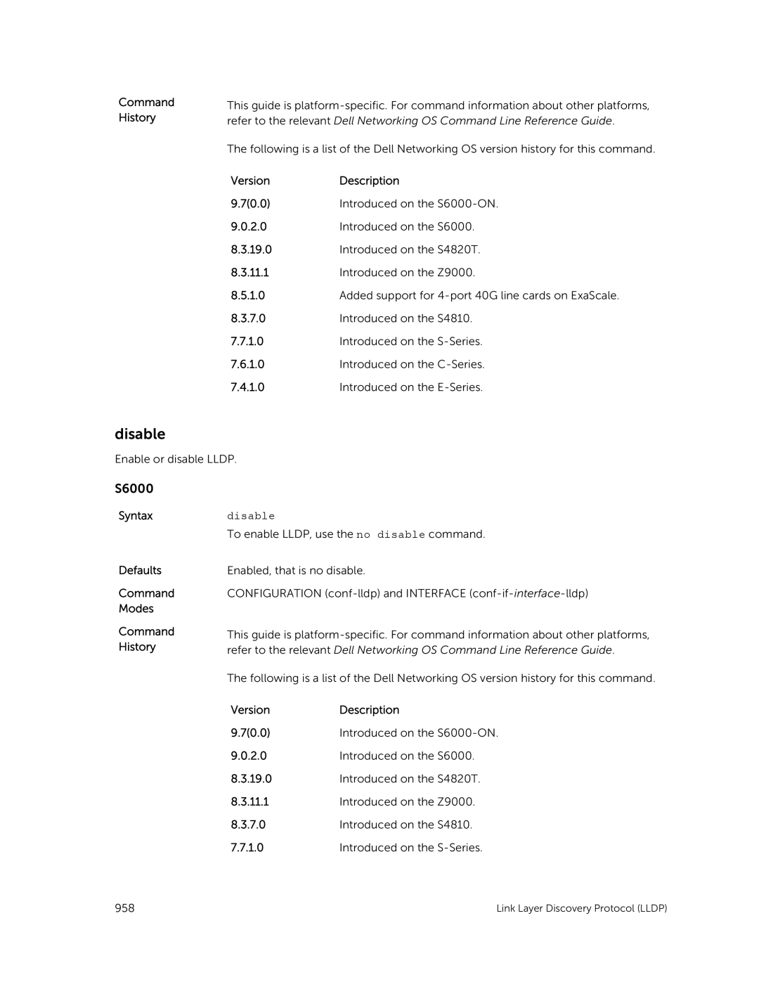 Dell 9.7(0.0) manual Enable or disable Lldp 