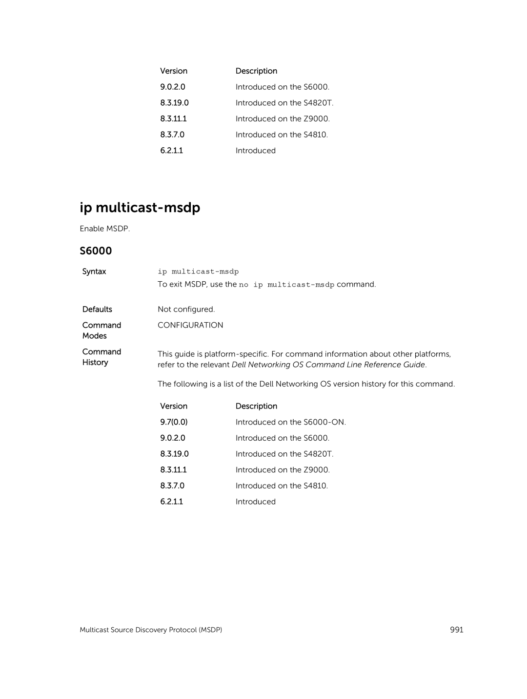 Dell 9.7(0.0) manual Ip multicast-msdp 