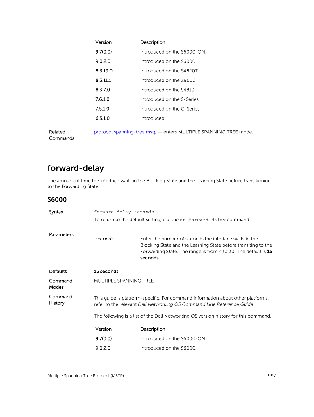 Dell 9.7(0.0) manual Forward-delay seconds 