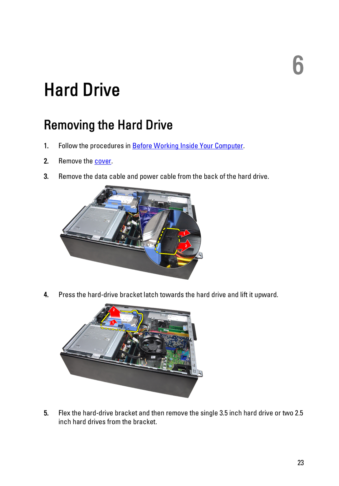 Dell 990 service manual Removing the Hard Drive 