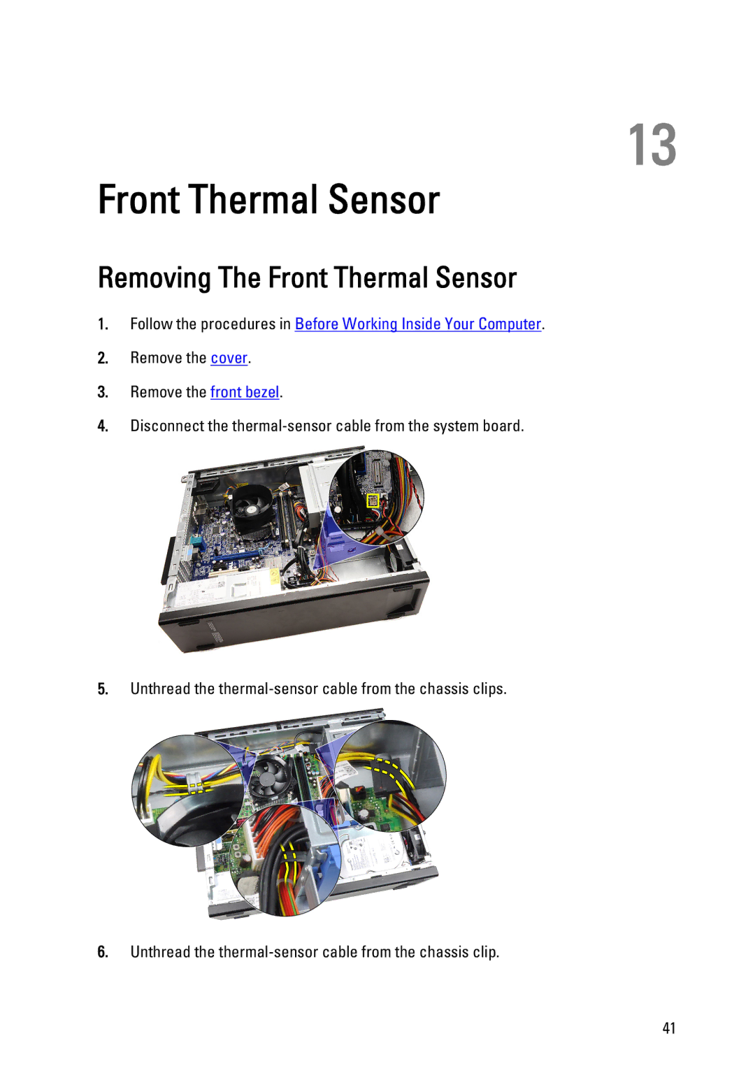 Dell 990 service manual Removing The Front Thermal Sensor 