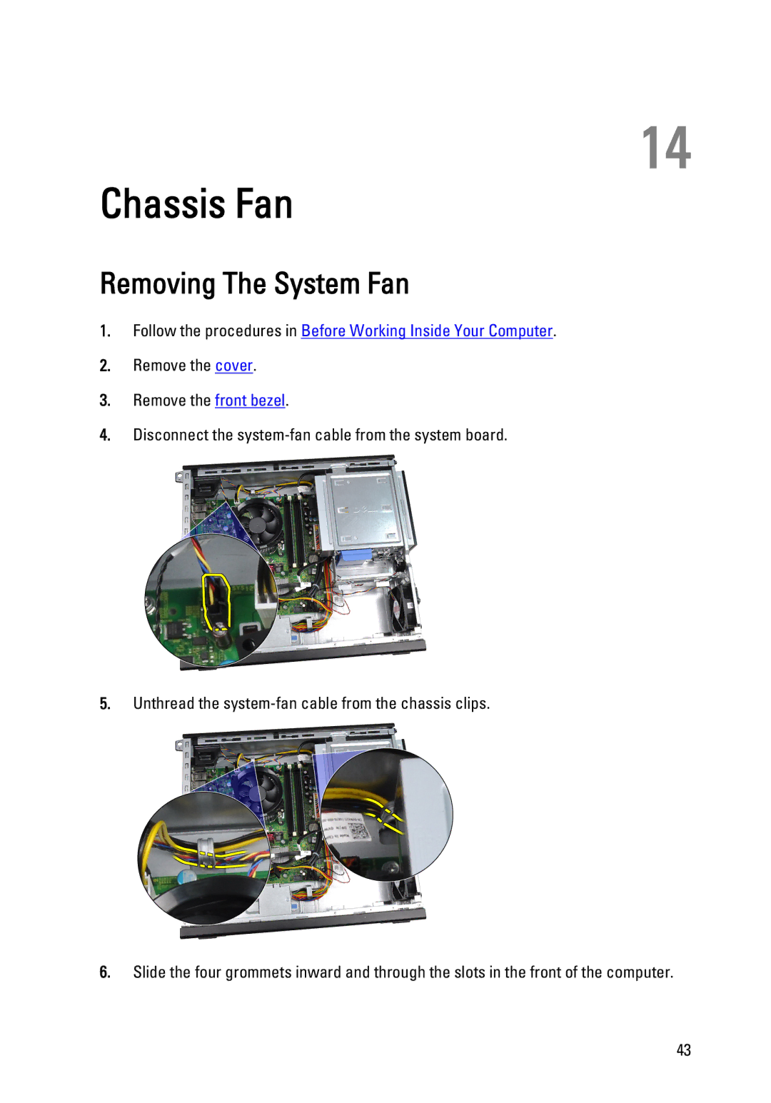 Dell 990 service manual Chassis Fan, Removing The System Fan 