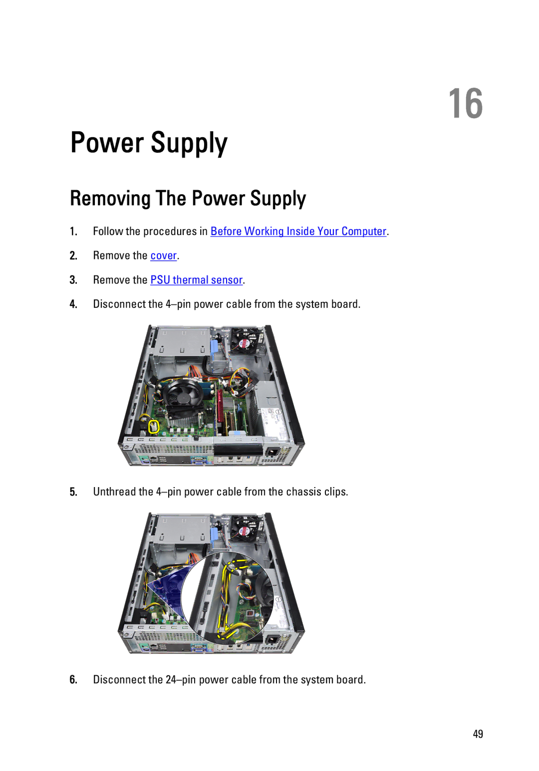 Dell 990 service manual Removing The Power Supply 