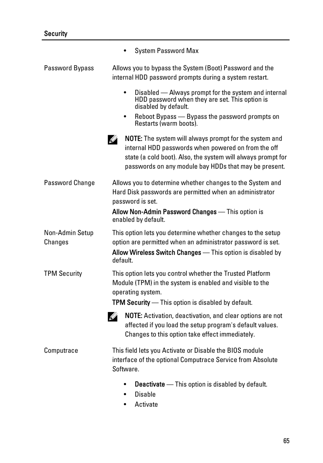 Dell 990 service manual Allow Non-Admin Password Changes This option is 