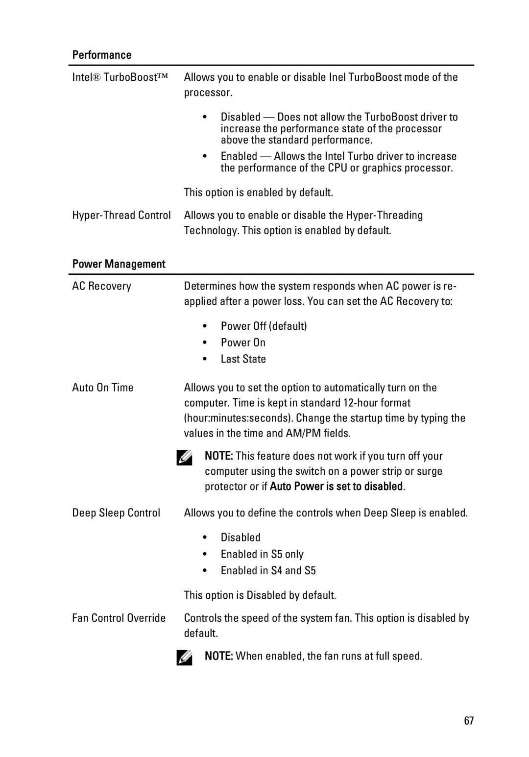 Dell 990 service manual Power Management, Protector or if Auto Power is set to disabled 