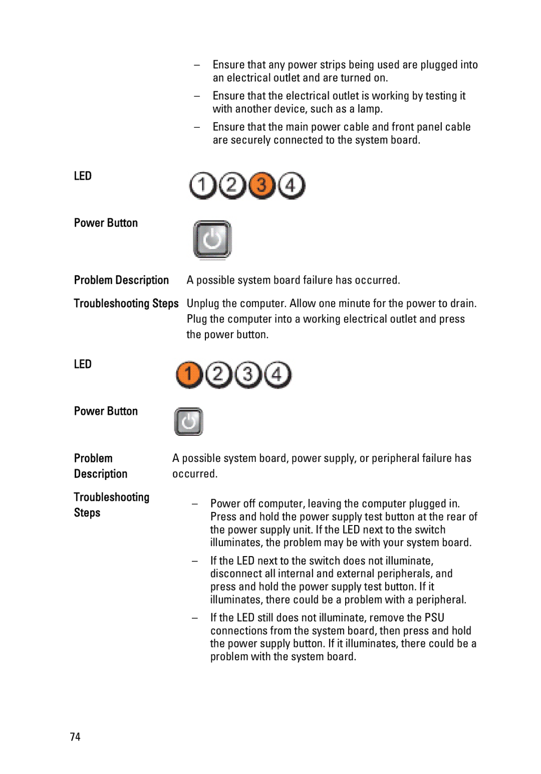 Dell 990 service manual Power Button, Steps 