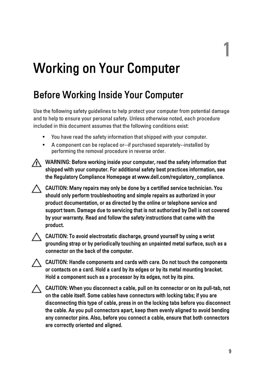 Dell 990 service manual Working on Your Computer, Before Working Inside Your Computer 