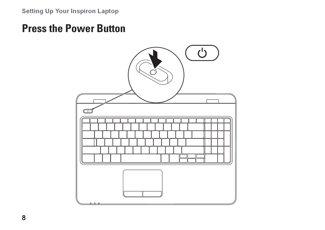 Dell P10F002, N5010, P10F001, M5010, 09N1F7A01 setup guide Press the Power Button 