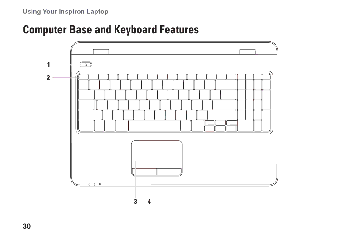 Dell P10F001, N5010, P10F002, M5010, 09N1F7A01 setup guide Computer Base and Keyboard Features 