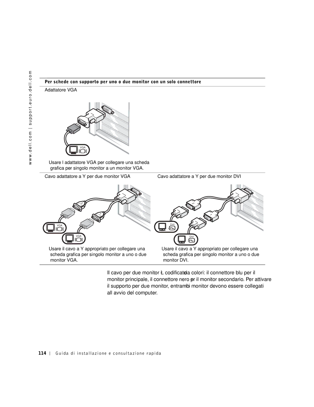 Dell 9T217 manual Cavo adattatore a Y per due monitor VGA, Guida di installazione e consultazione rapida 