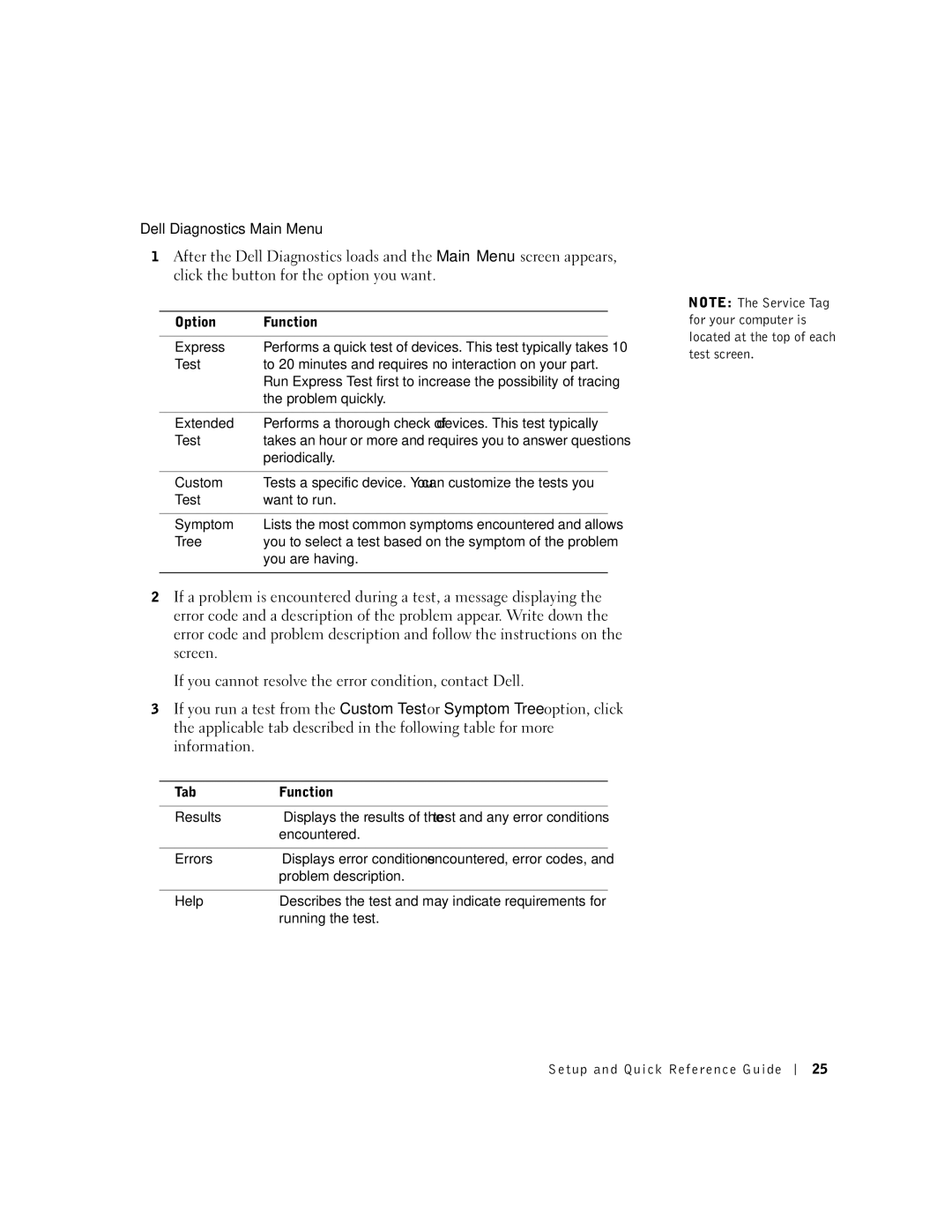 Dell 9T217 manual Dell Diagnostics Main Menu 