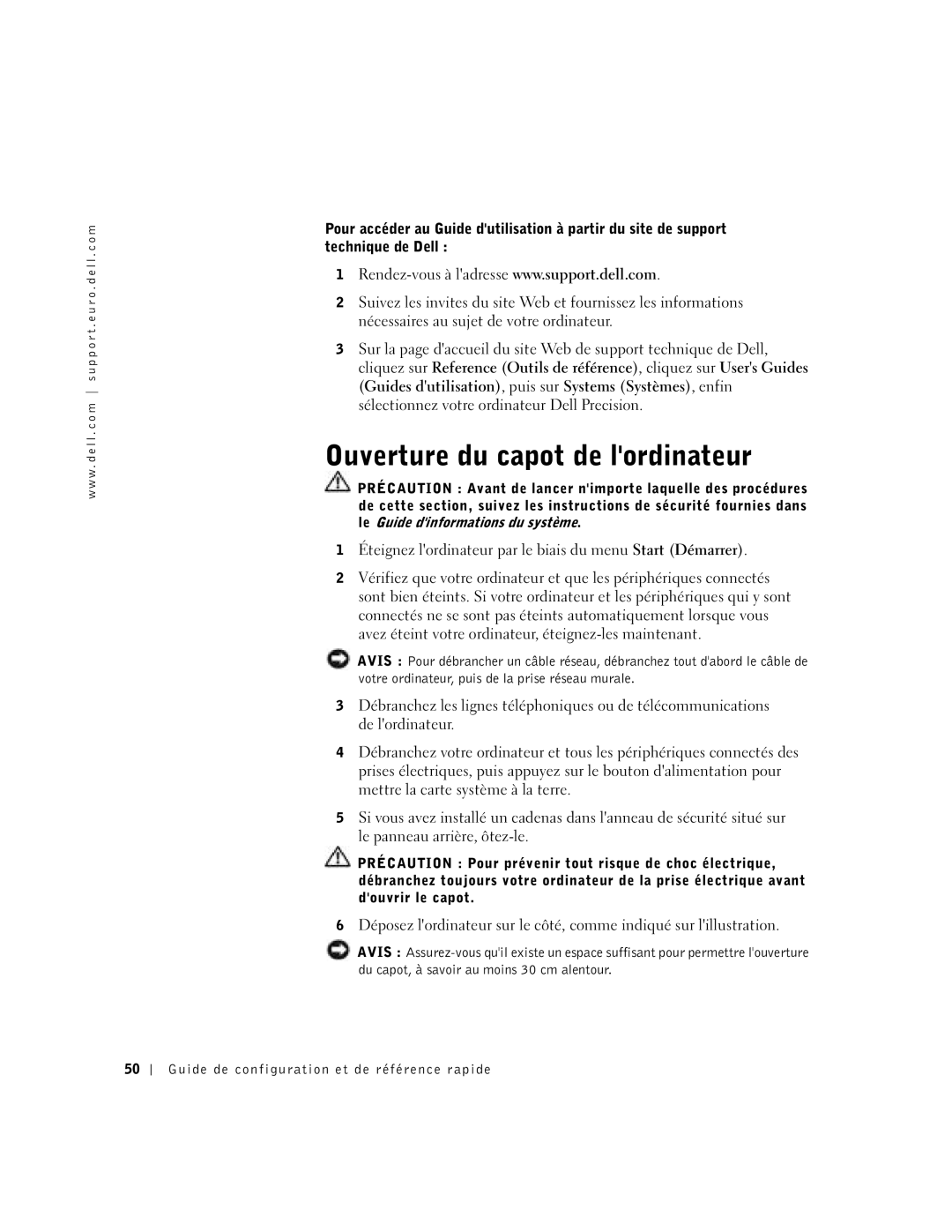 Dell 9T217 manual Ouverture du capot de lordinateur 