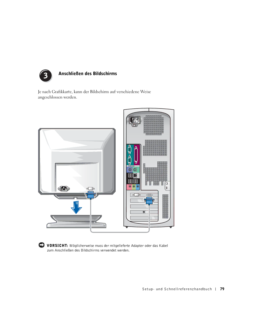 Dell 9T217 manual Anschließen des Bildschirms 