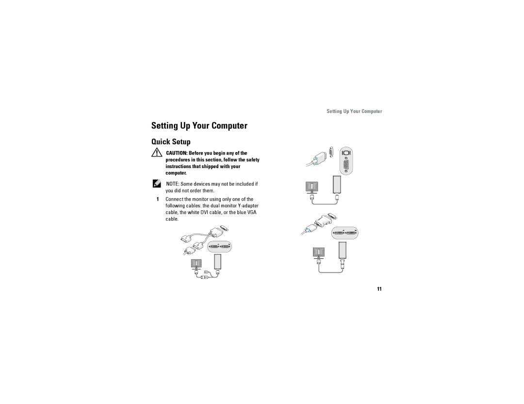 Dell A100, A180 specifications Setting Up Your Computer, Quick Setup 