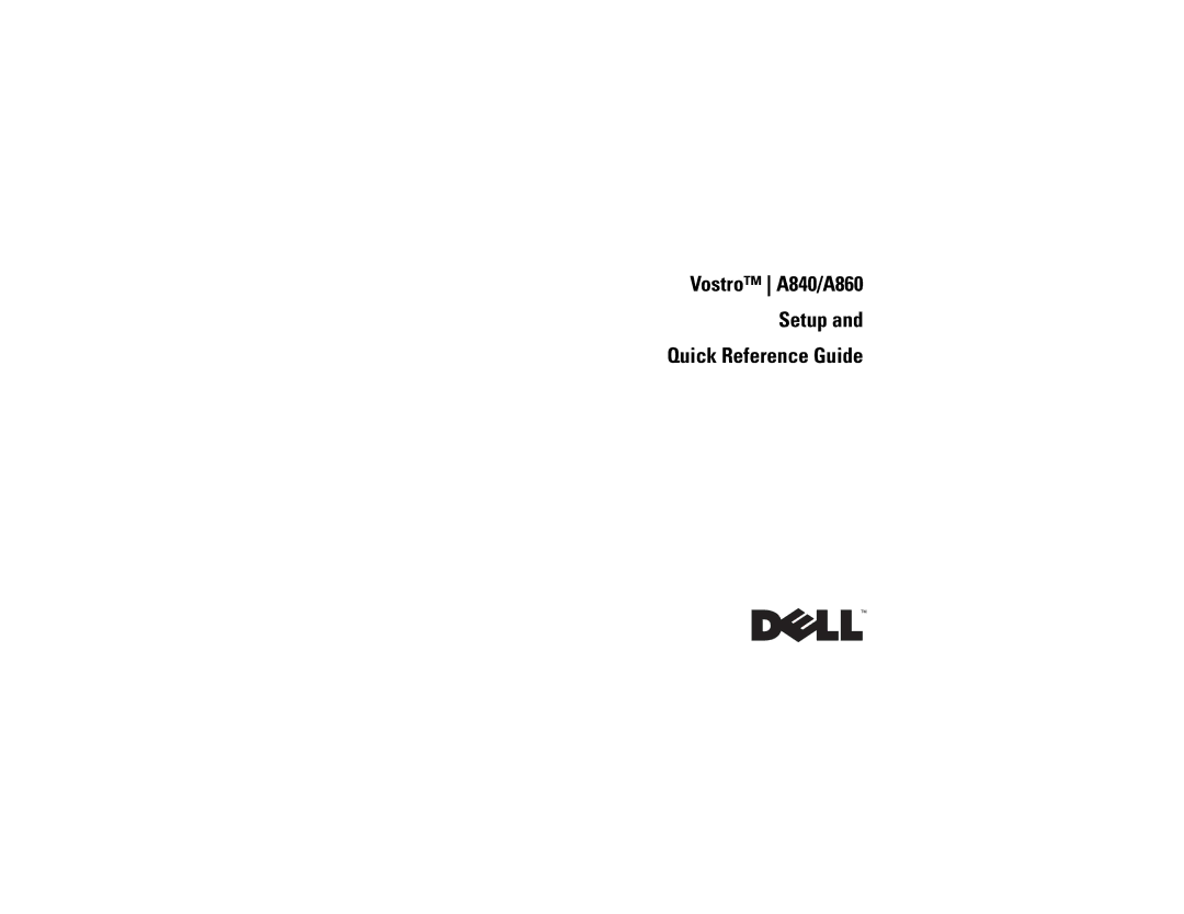 Dell manual Vostro A840/A860 Setup Quick Reference Guide 