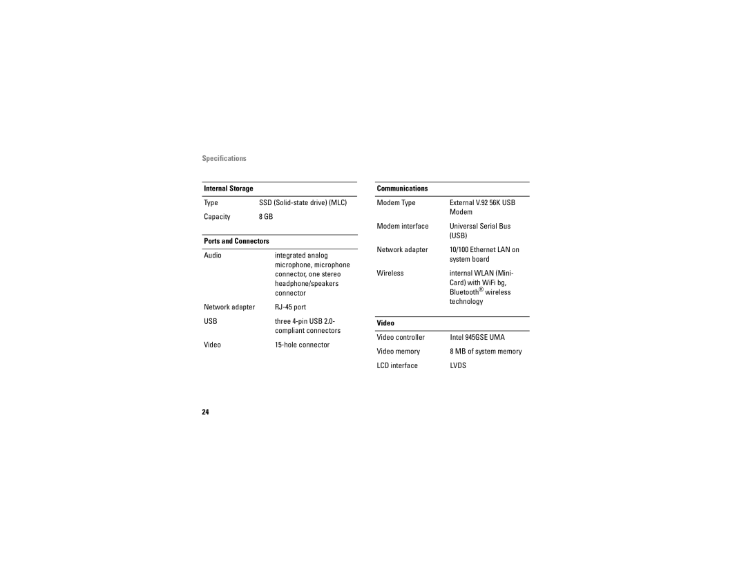 Dell A90 specifications Usb 