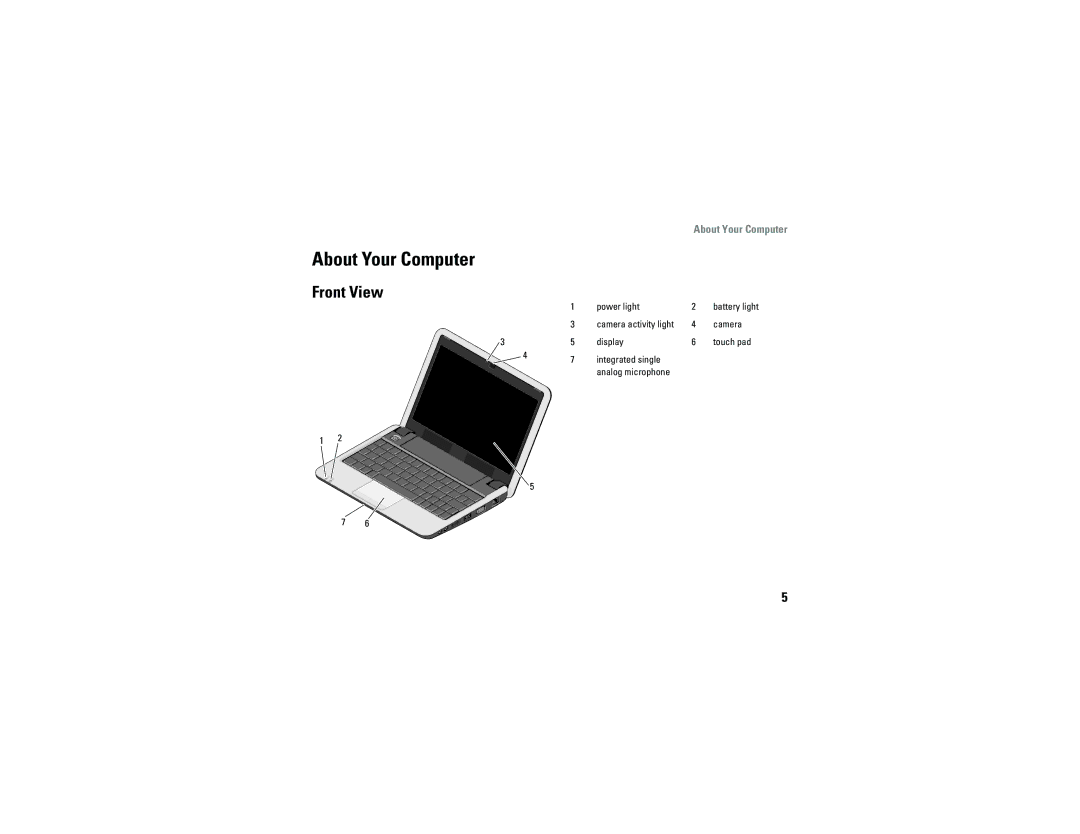 Dell A90 specifications About Your Computer, Front View 