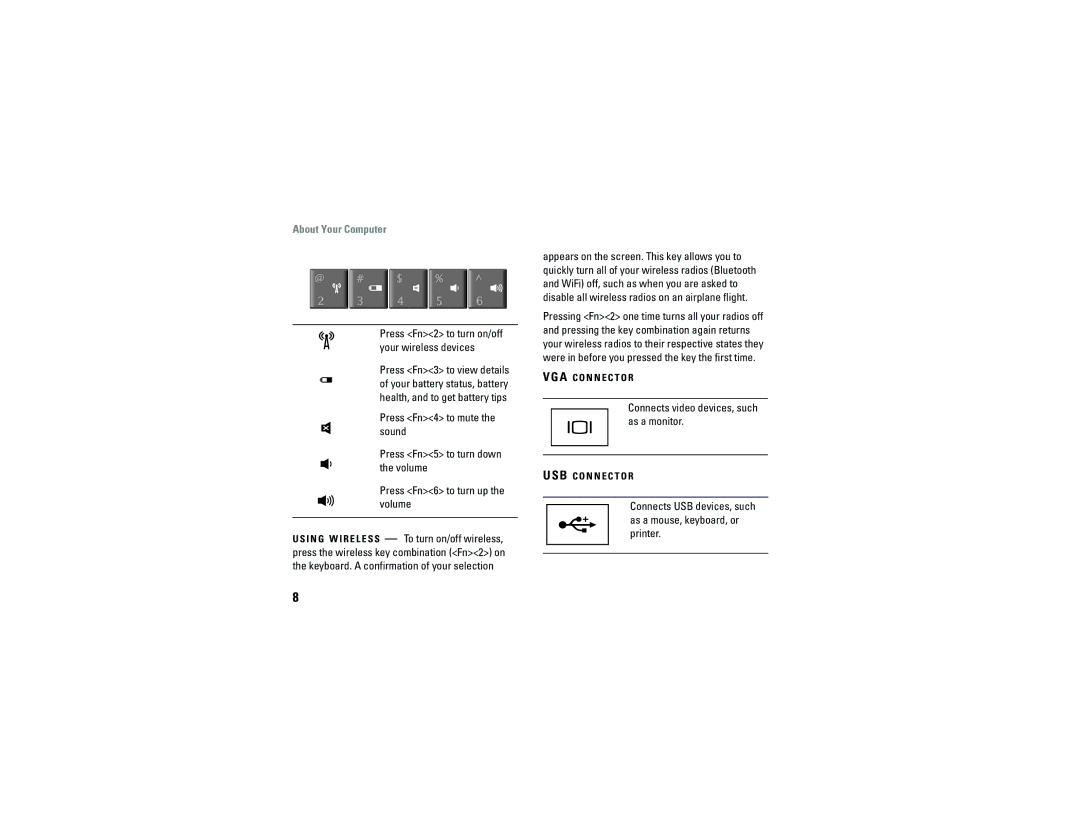 Dell A90 specifications Connects video devices, such as a monitor 