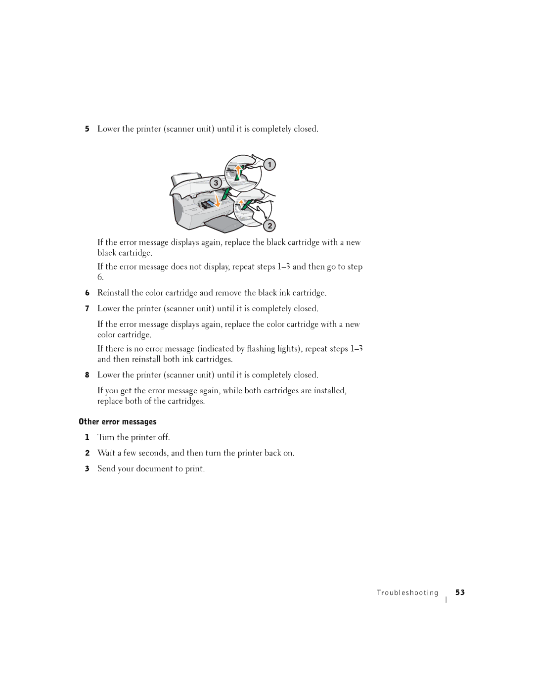 Dell A940 manual Other error messages 