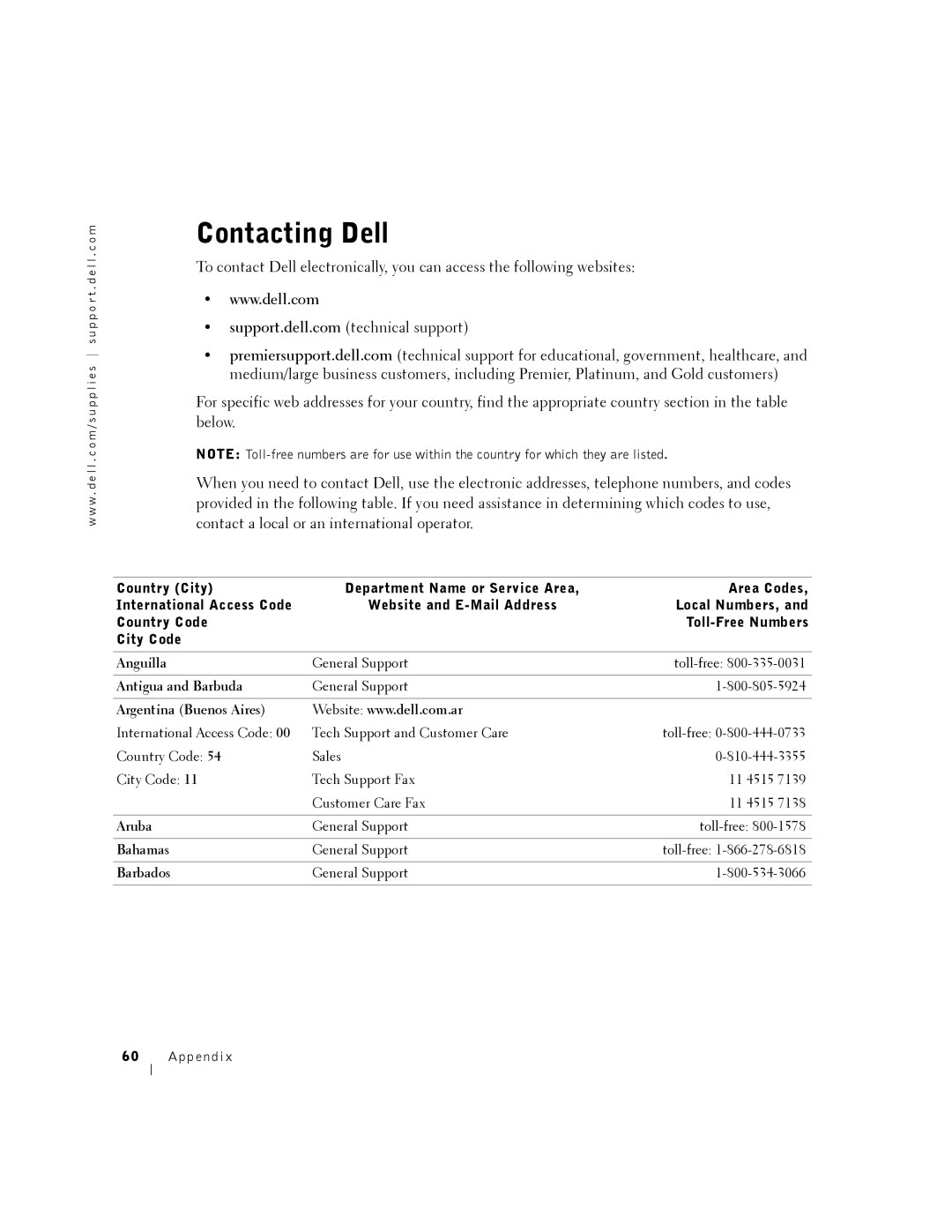 Dell A940 manual Contacting Dell 