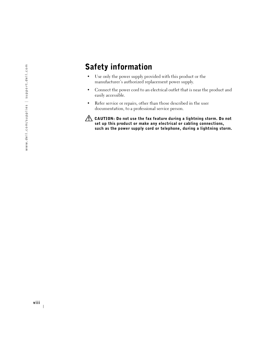 Dell A940 manual Safety information 