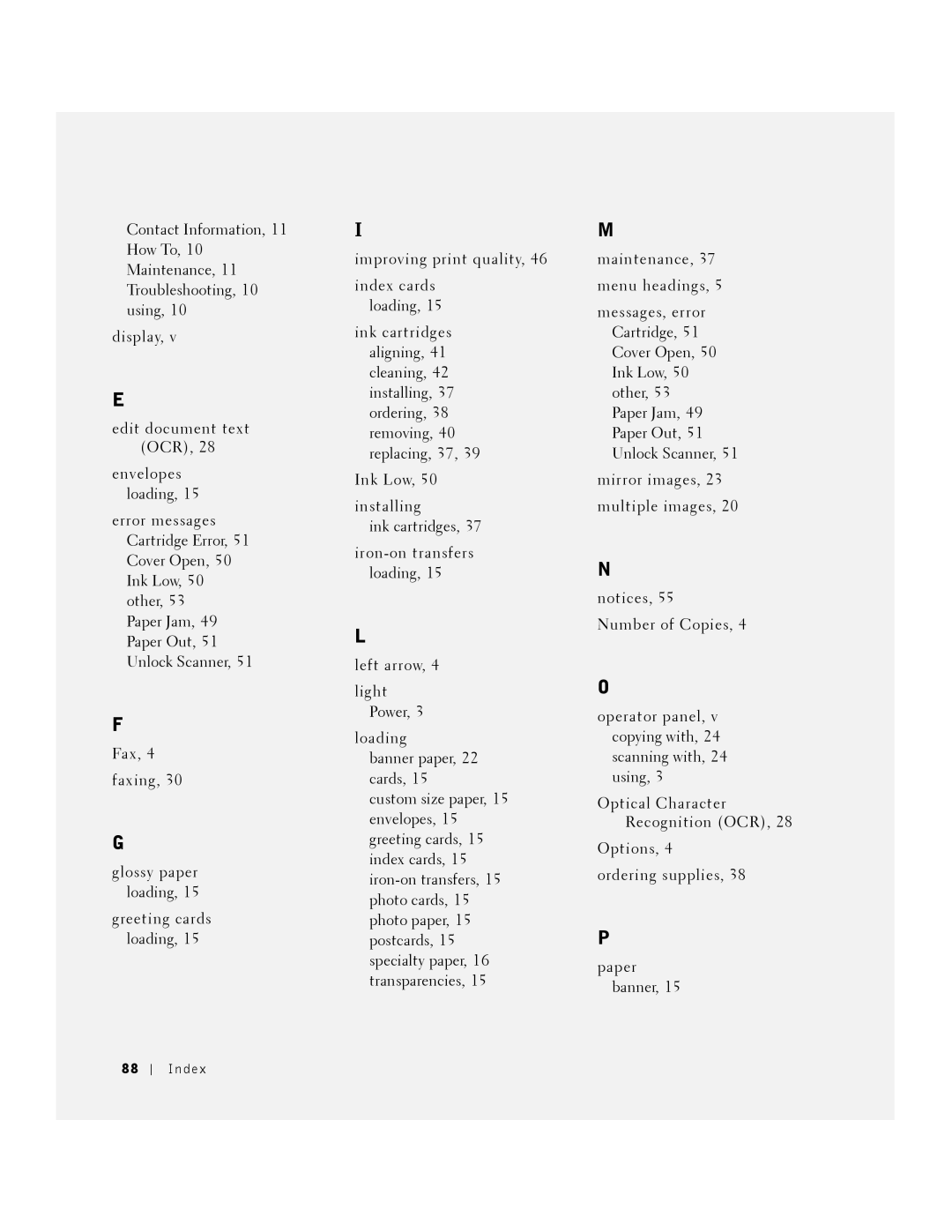 Dell A940 owner manual Index 