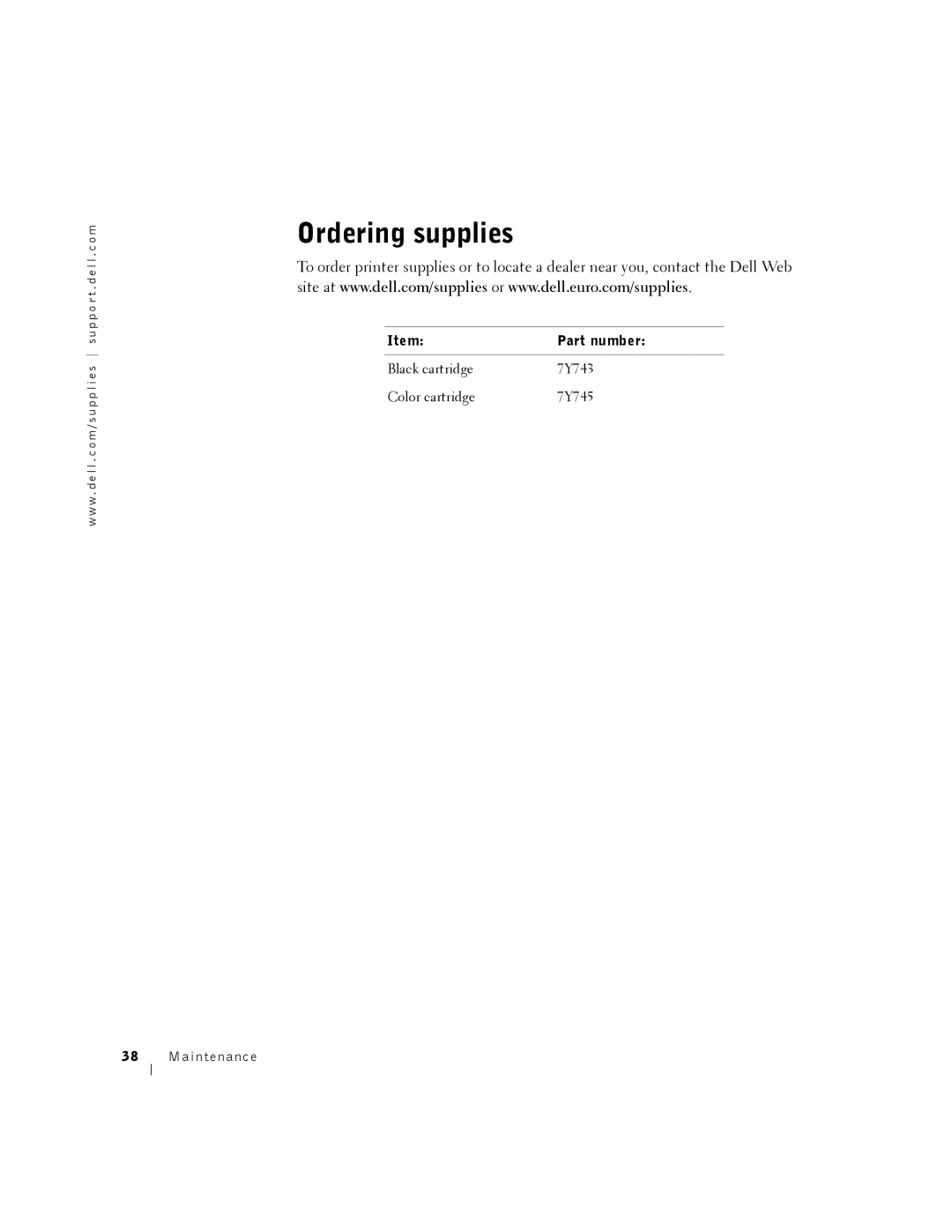 Dell A940 owner manual Ordering supplies 