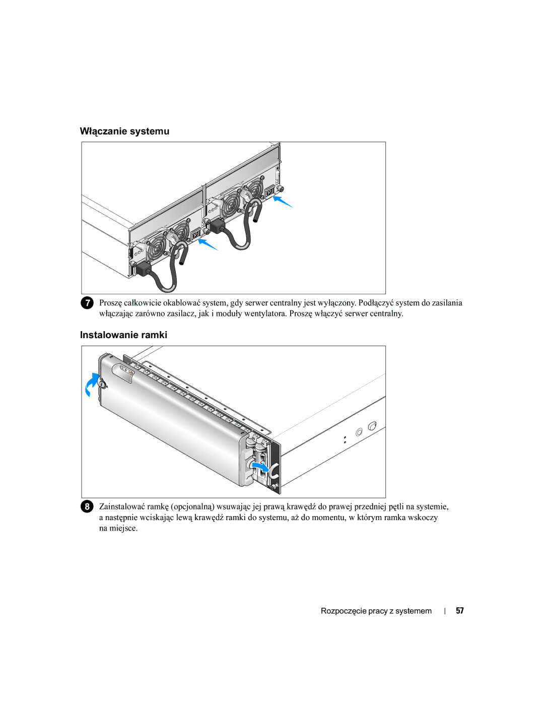 Dell FK446, AMP01 manual Włączanie systemu, Instalowanie ramki 