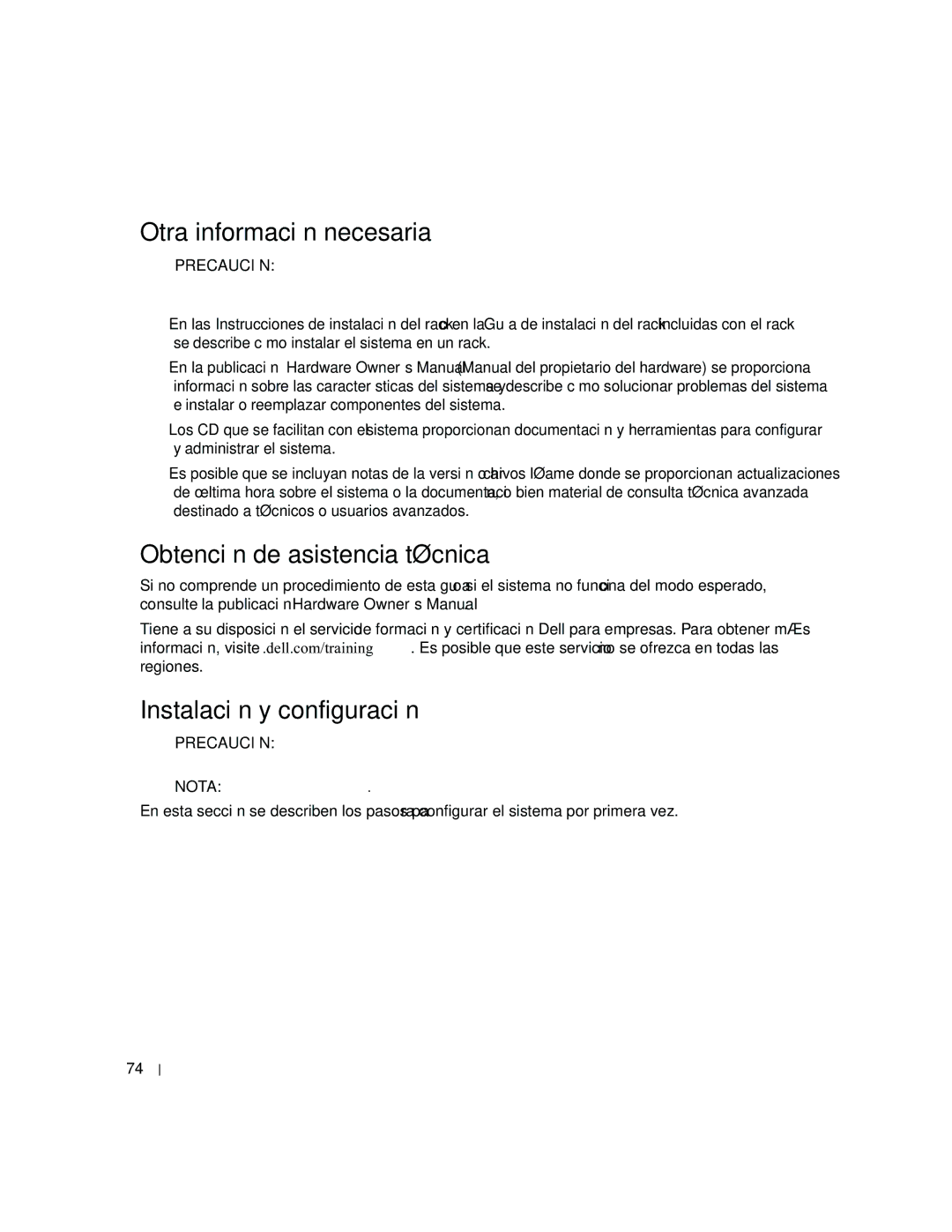 Dell AMP01, FK446 manual Otra información necesaria, Obtención de asistencia técnica Instalación y configuración 