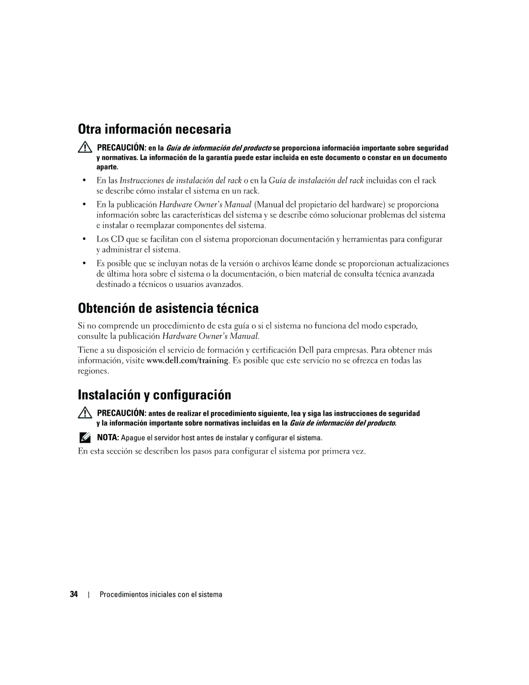 Dell AMP01 manual Otra información necesaria, Obtención de asistencia técnica Instalación y configuración 