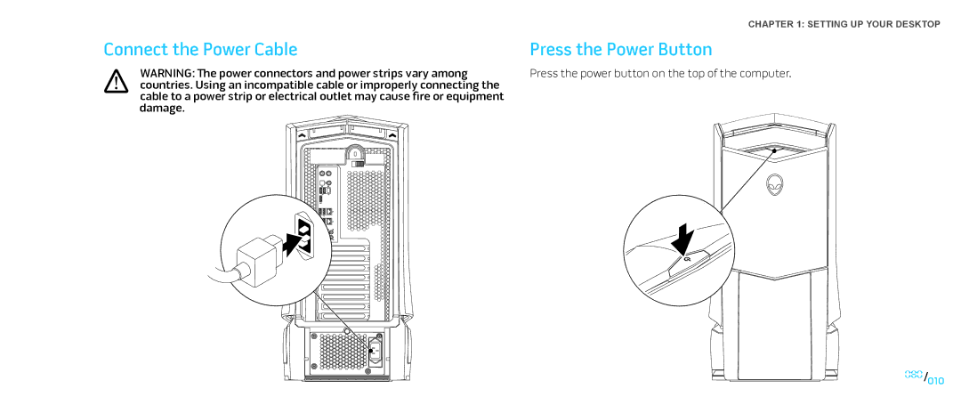 Dell Area-51 ALX manual Connect the Power Cable 