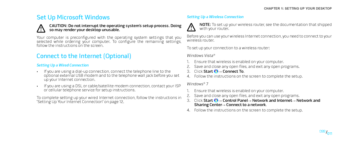 Dell Area-51 ALX manual Set Up Microsoft Windows, Connect to the Internet Optional 