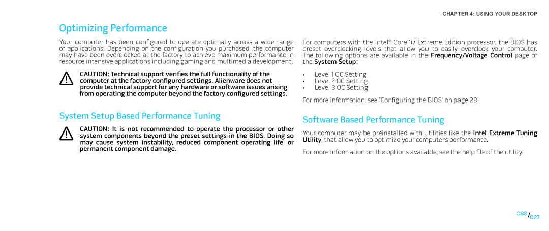 Dell Area-51 ALX manual Optimizing Performance 