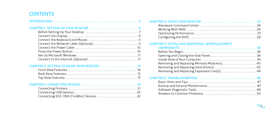 Dell Area-51 ALX manual Contents 