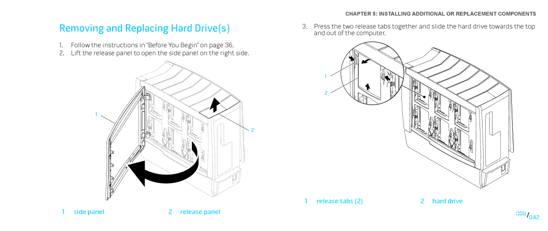 Dell Area-51 ALX manual Removing and Replacing Hard Drives, Side panel Release panel 