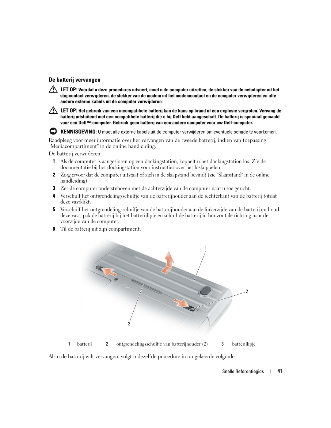 Dell ATG D620 manual De batterij vervangen 